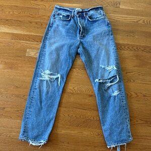 AGOLDE 90’s mid rise loose style Distressed Blue Jeans size 26